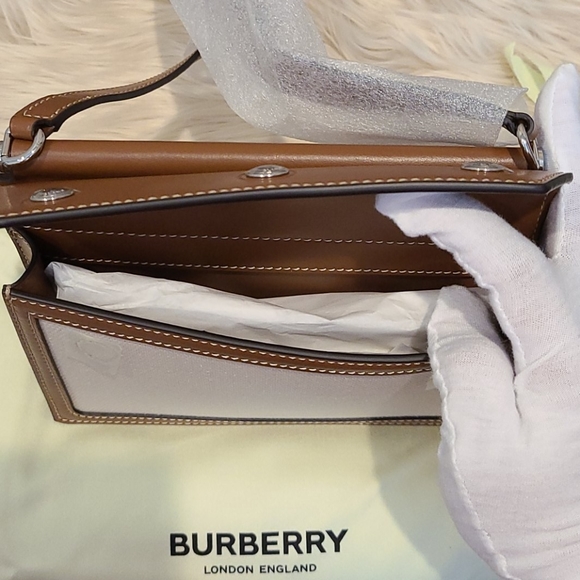 🔥BURBERRY HORSEFERRY MINI CANVAS & LEATHER BAG! - Picture 8 of 14